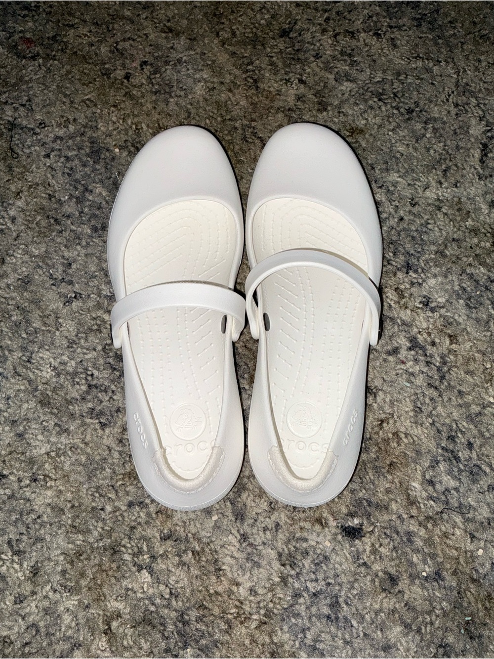 CROCS Women's White Mary Jane Slip-On Flats - Picture 2 of 3